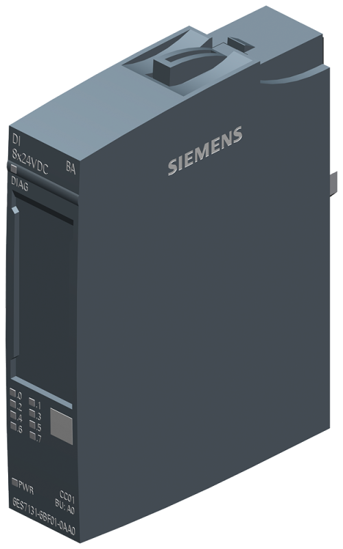 Модуль дискретного выхода SIMATIC ET 200SP DI 8x 24В DC BA с базов. функциями тип 2 (IEC 61131) вход PNP (sink P-reading) для установки на базов. блок типа A0 цветовой код CC01 вход. зад. Siemens 6ES71316BF010AA0