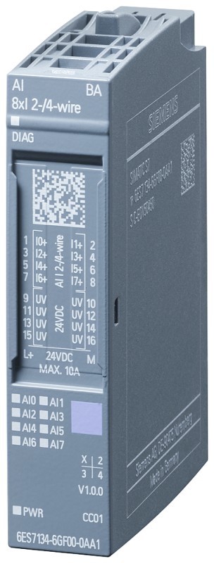 Модуль аналогового ввода SIMATIC ET 200SP AI 8XI 2-/4-WIRE BASIC Siemens 6ES71346GF000AA1