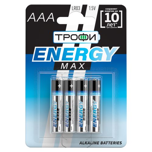 Элемент питания алкалиновый AAA/LR03 LR03-4BL Ultra (блист.4шт) Трофи Б0015137