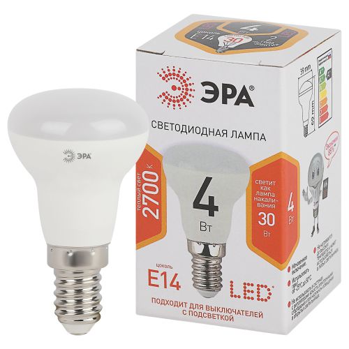 Лампа светодиодная smd R39-4w-827-E14 ЭРА Б0017225 (1 шт.)