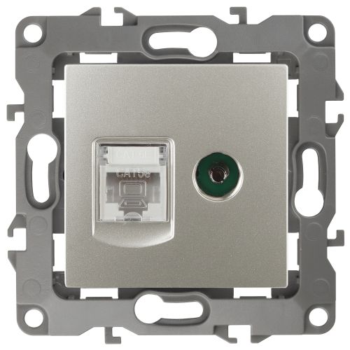 Розетка компьютерная + телевизионная Эра12 12-3110-15 RJ45 + TV IP20 перламутр Эра Б0027450