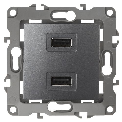 Устройство зарядное USB 12-4110-12 5В-2100мА графит ЭРА Б0027497