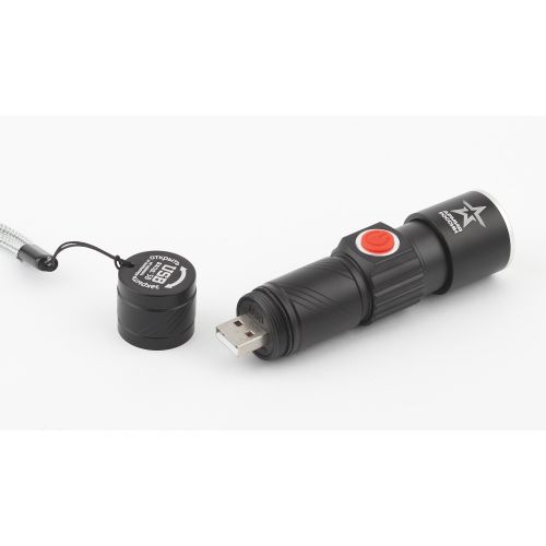 Фонарь аккумуляторный универсальный Армия России Циркон MA-601 3Вт регулир. фокус 3 режима Li USB ал