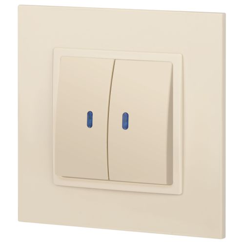 Выключатель 2-кл. СП Elegance 14-1105-02 10А IP20 250В 10AX с подсветкой механизм сл. кость Эра Б0034238