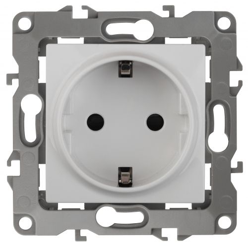 Розетка 1-м СП Эра12 12-2002-01 16А IP20 250В 2P+E Schuko защ. шторки механизм бел. Эра Б0036440