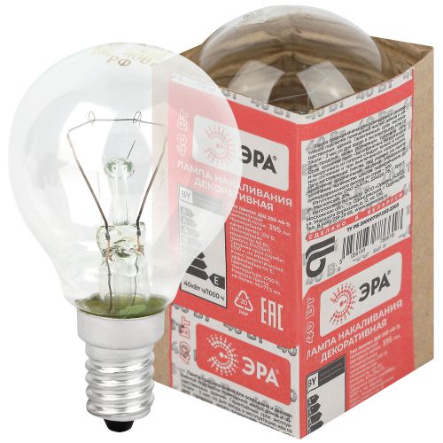 Лампа накаливания ДШ 40-230-Е14 40Вт шар (P45) 230В Е14 ЭРА Б0039132