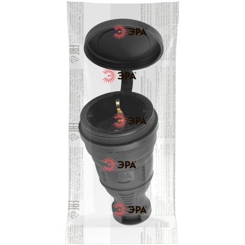 Разъем каучуковый с заземл. прям. 16А IP44 черн. Эра Б0044541