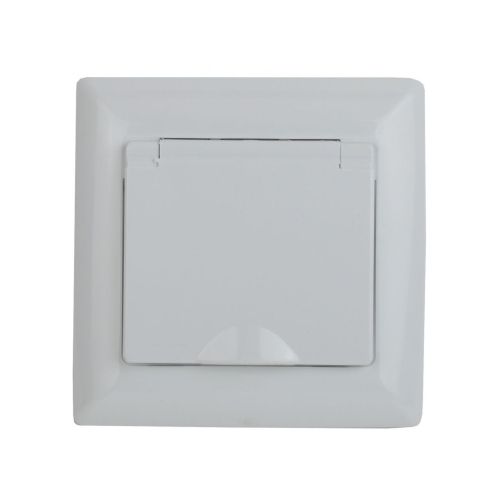 Розетка 1-м СП Solo 4-207-01 16А 250В IP20 2P+E Schuko с заземл. защ. шторки защ. крышка бел. Intro Б0053689