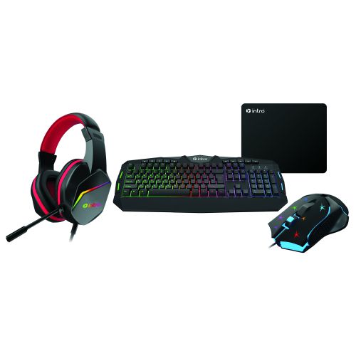 Комплект игровой клавиатура и мышь GXZ990 1200-3600dpi + коврик + гарнитура черн. А0036180 Intro Б0060195