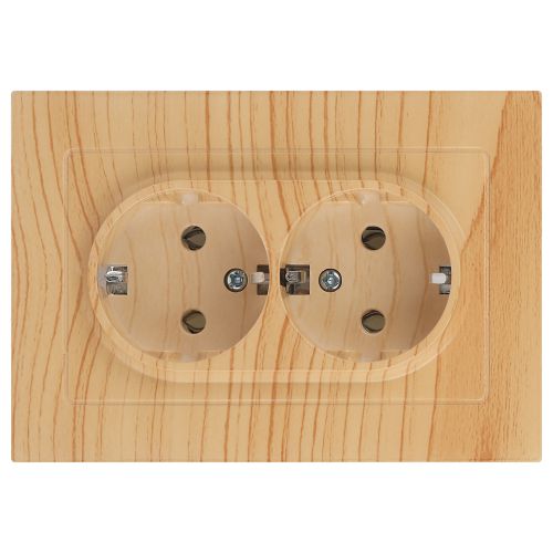 Розетка 2-м СП Accent 6-205-11 16А IP20 250В 2P+E Schuko AL/CU сосна Intro Б0063504