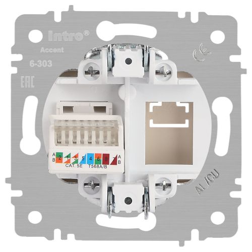 Розетка компьютерная 1-м СП Accent 6-303-04 RJ45 IP20 шампань Intro Б0063632