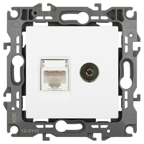 Розетка компьютерная + телевизионная Эра12 12-3110-01М RJ45 + TV бел. матов. Эра Б0065691
