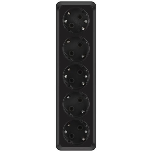 Розетка 5-м ОП Quadro 2-210-05 16А IP20 5х2P+E 250В с заземл. антрацит Intro Б0069702