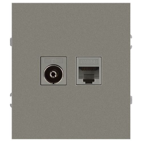 Розетка комбинированная СП Arktik RJ45 + TV 16А IP20 250В титан Эра Б0070500