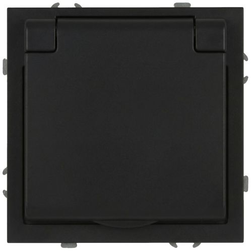 Розетка 1-м СП Galaxy 16А IP20 250В с заземл. со шторками с крышкой антрацит Эра