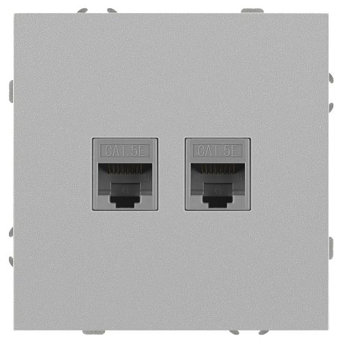 Розетка информационная 2-м СП Galaxy RJ45 16А IP20 250В алюм. Эра Б0070760