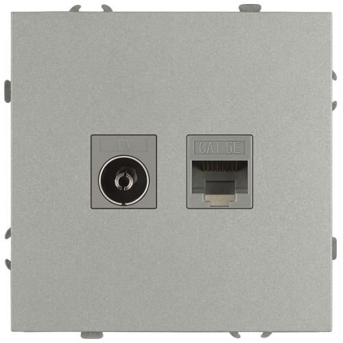 Розетка комбинированная СП Galaxy RJ45 + TV 16А IP20 250В алюм. Эра Б0070780