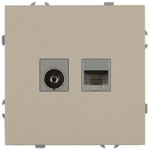 Розетка комбинированная СП Galaxy RJ45 + TV 16А IP20 250В шампань Эра Б0070782
