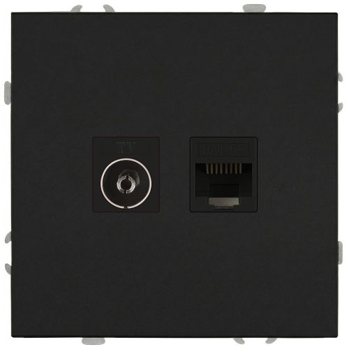 Розетка комбинированная СП Galaxy RJ45 + TV 16А IP20 250В антрацит Эра Б0070784