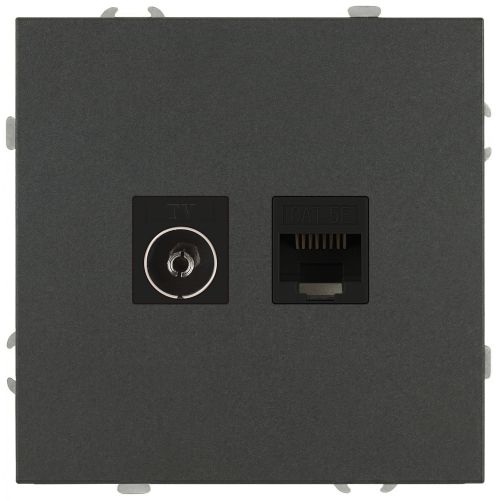 Розетка комбинированная СП Galaxy RJ45 + TV 16А IP20 250В графит Эра Б0070786