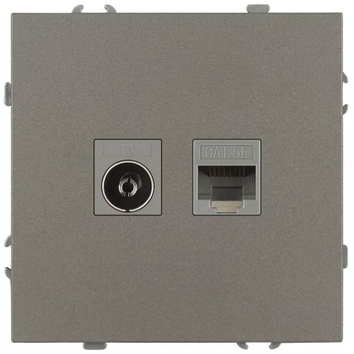 Розетка комбинированная СП Galaxy RJ45 + TV 16А IP20 250В титан Эра Б0070788