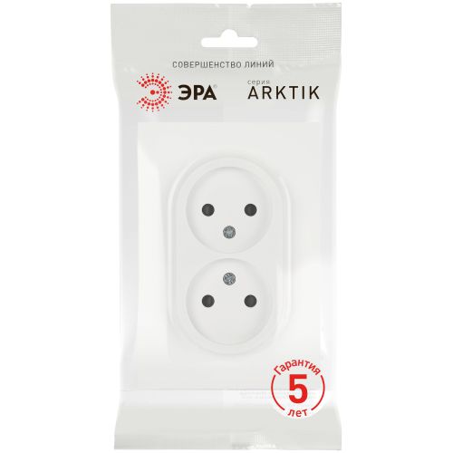 Розетка 2-м СП Arktik 16А IP20 250В без заземл. бел. матов. Эра Б0071688