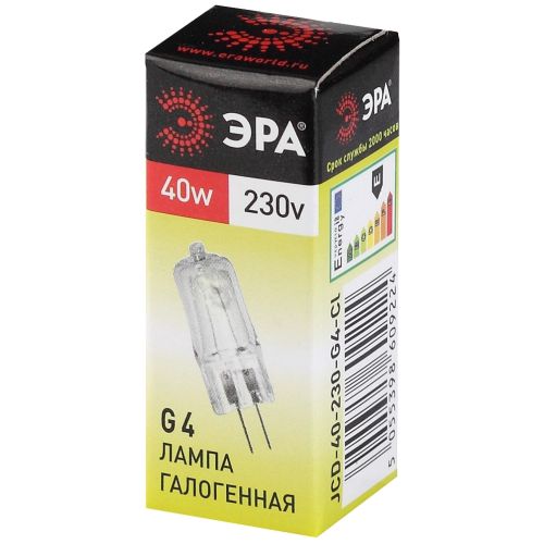Лампа галогенная G4-JCD-40W-230V-Cl 40Вт G4 230В Эра C0039280