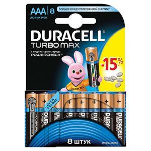 Элемент питания алкалиновый AAA/LR03/MX2400 Turbo Max BP-8 (блист.8шт) Duracell C0042361