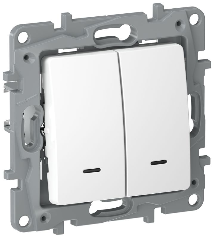 Выключатель 2-кл. подсв. сх5L 10АХ б/к 6722041 бел. IEKETIKA IEK 6722041
