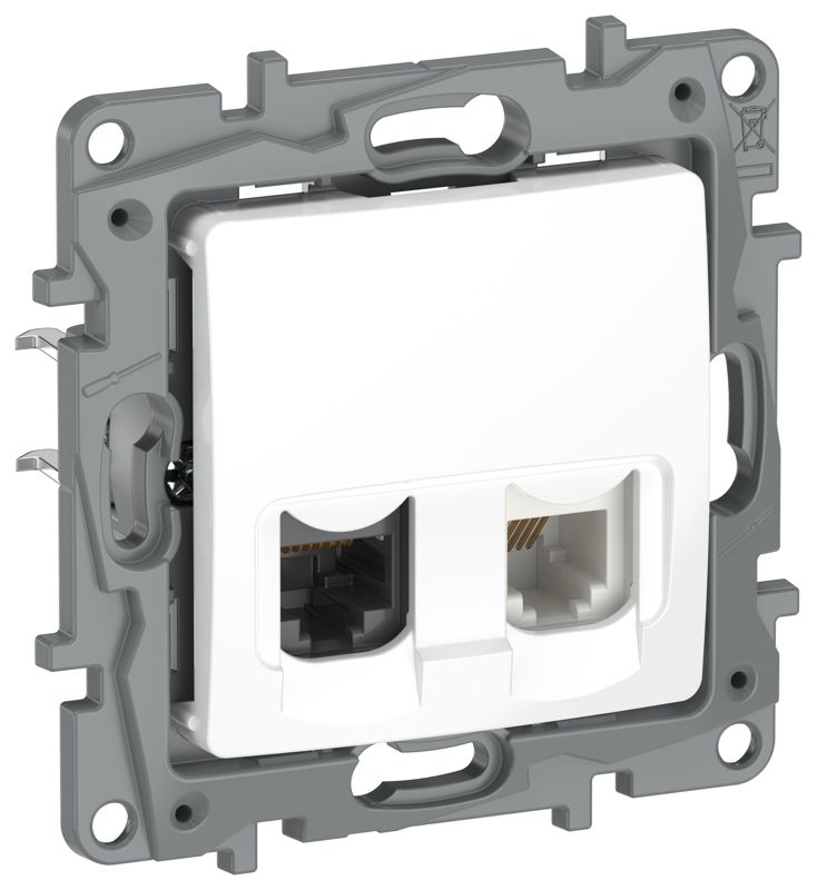 Розетка двойная RJ11+RJ45 кат.5E UTP 6722521 бел. IEKETIKA IEK 6722521