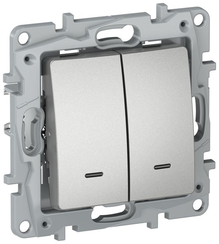 Выключатель 2-кл. подсв. сх5L 10АХ б/к 6724041 алюм. IEKETIKA IEK 6724041