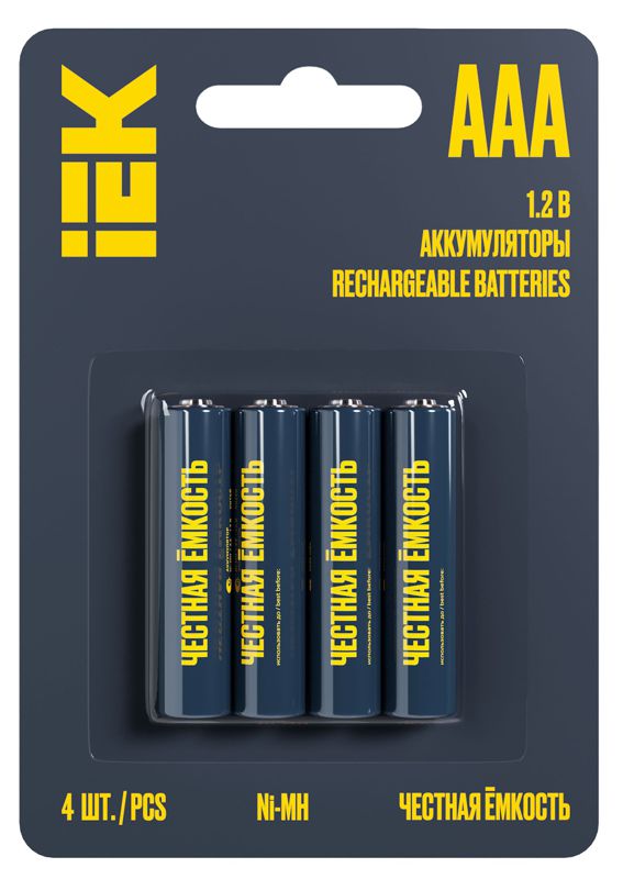 Аккумулятор GREEN Ni-MH AAA 1100мАч (блист.4шт) IEK AAK-NIMH-03-1100-L04