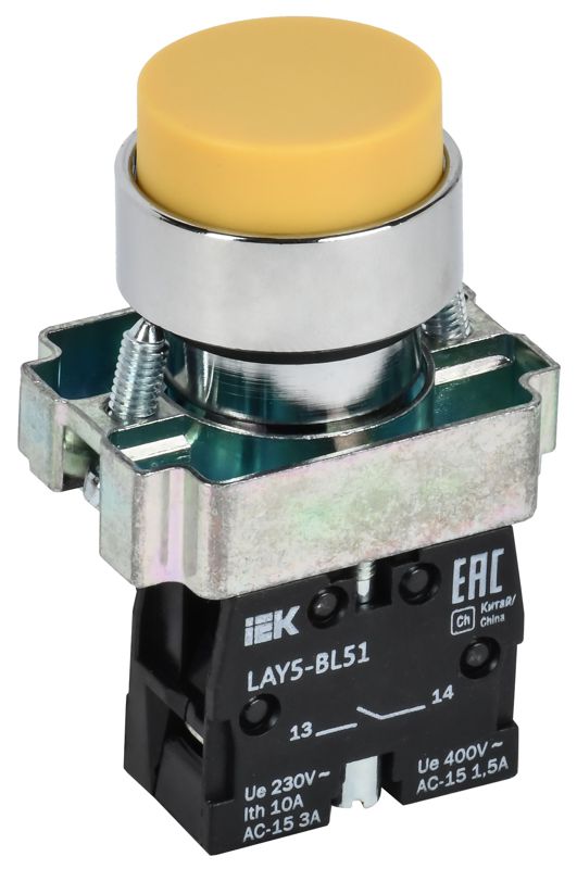 Кнопка LAY5-BL51 1НО без подсветки желт. KARAT IEK BBT71-BL-K05