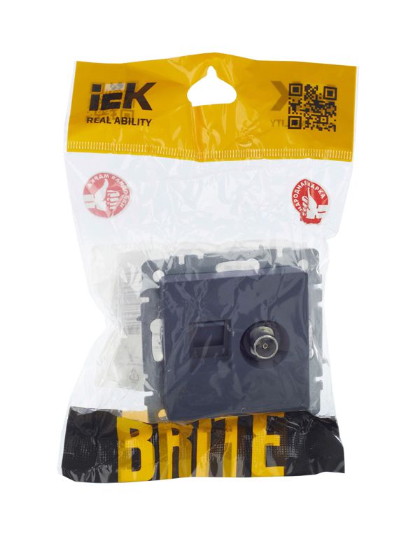 Розетка компьютерная + телевизионная 2-м BRITE РТВ/РК12-БрМ RJ45 кат.5E + TV механизм маренго IEK BR-AK20-1-K35