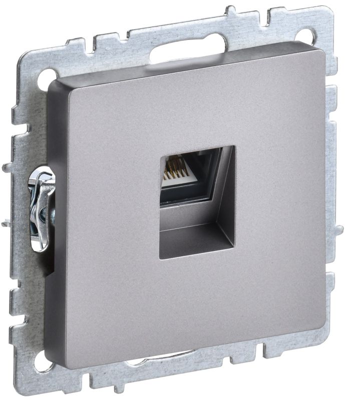Розетка компьютерная СП RJ45 кат.6 BRITE РК11-БрС механизм сталь IEK BR-K10-2-K46