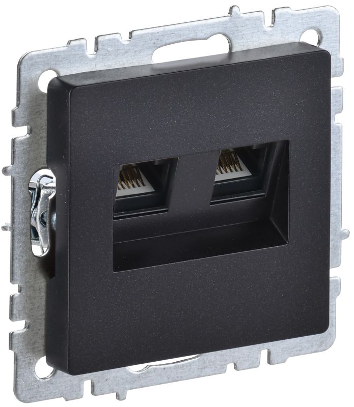 Розетка компьютерная двойн. СП RJ45 кат.5E BRITE РК10-2-БрЧ механизм черн. IEK BR-K20-1-K02