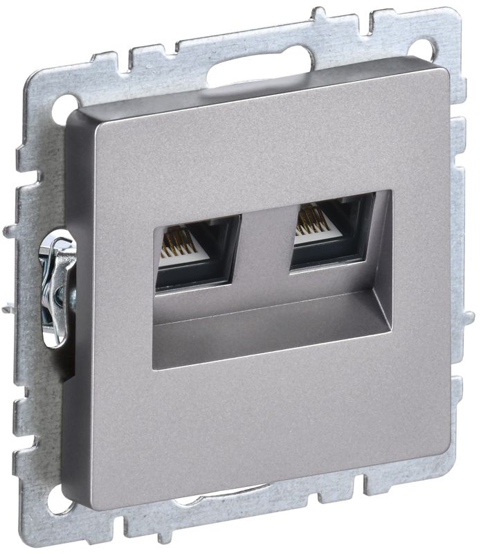 Розетка компьютерная двойн. СП RJ45 кат.5E BRITE РК10-2-БрС механизм сталь IEK BR-K20-1-K46