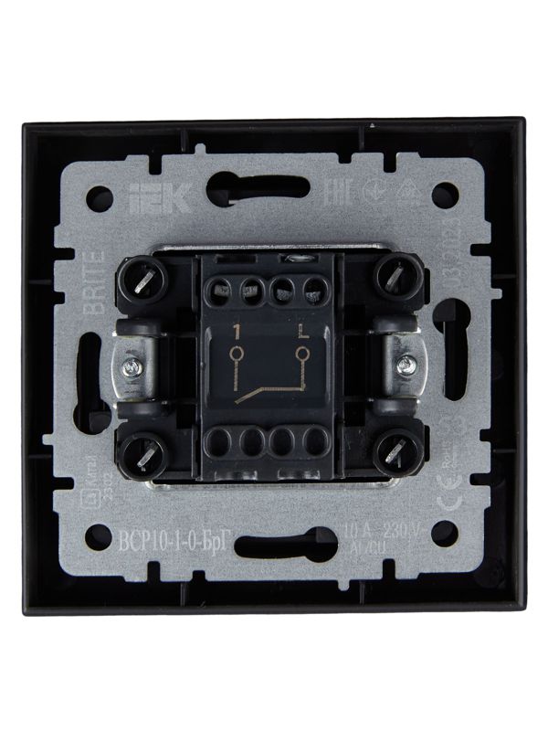 Выключатель 1-кл. СП BRITE ВСР10-1-0-БрГ 10А в сборе графит IEK BR-V10-0-10-K53-F