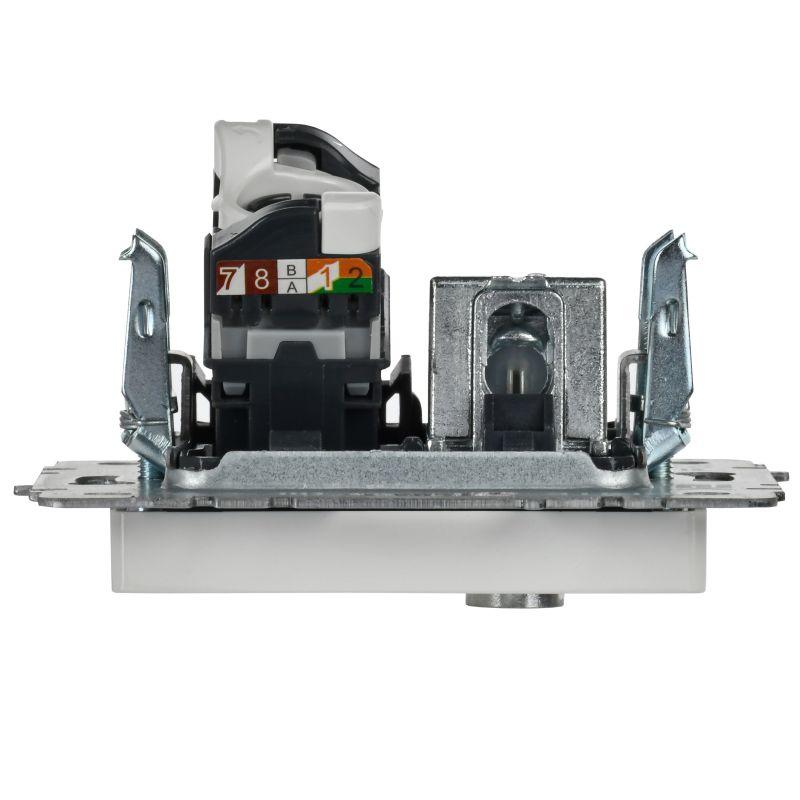 Розетка компьютерная + телевизионная 2-м Brite РТВ/РК12-БрБ RJ45 кат.5E + TV механизм бел. IEK BR-AK