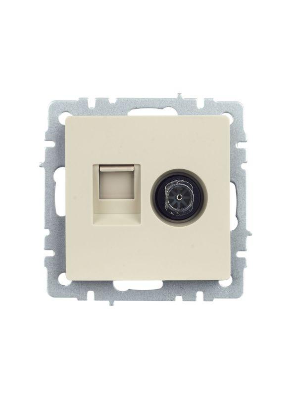 Розетка компьютерная + телевизионная 2-м Brite РТВ/РК12-БрКр RJ45 кат.5E + TV механизм беж. IEK BR-A