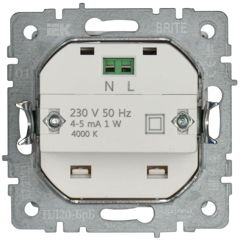 Подсветка светодиодная BRITE встраив. ПЛ20-БрБ механизм бел. IEK BR-FL20-K01