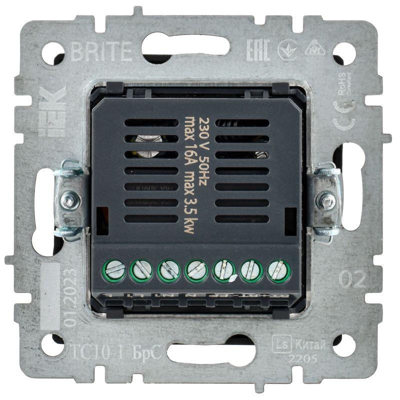 Термостат электронный с индик. BRITE СП IP20 ТС10-1-БрС механизм сталь IEK BR-RT11-K46