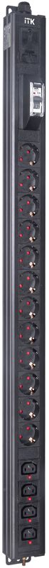 Блок распределения питания BASE PDU PV1111 22U 1ф 16А 12SCHUKO 4C13 2.6м SCHUKO ITK BS-PV12-12D-04C13-11