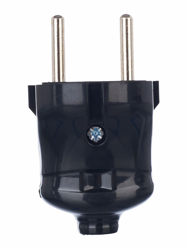 Вилка прямая ВПп20-02-Ст разборная без заземл. контакта 6А черн. IEK EVP20-06-01-K02