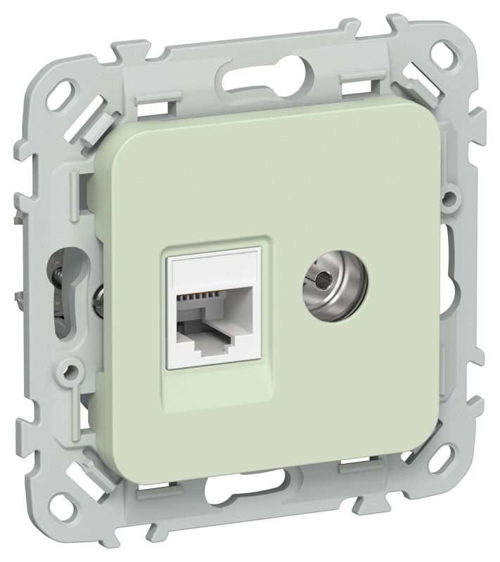 Розетка 2-м СП FLITE РКТВ5е-2-0-ФлП RJ45/TV кат.5E UTP механизм панг IEK FI-AK22-1-K92