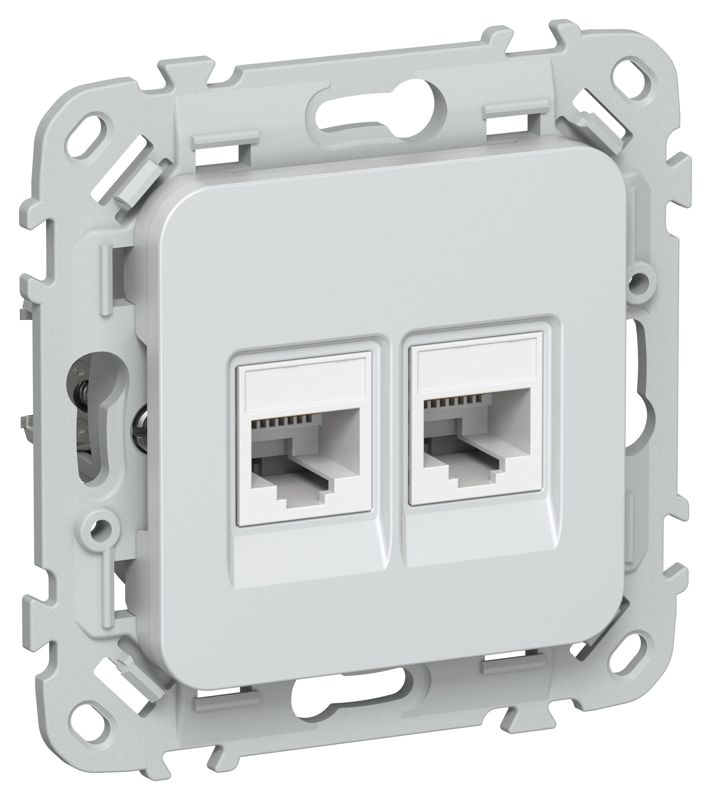 Розетка 2-м СП FLITE РКТ5е/3-2-0-ФлЖ RJ45/RJ11 кат.5E/3 UTP механизм жемчуж. IEK FI-KT22-1-K36