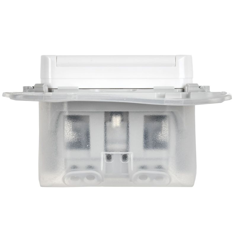 Розетка СП FLITE РСшкр11-1-44-ФлБ 16А IP44 с заземл. с защ. шторками и крышкой безвинтовое крепление механизм бел. IEK FI-R16-16-1-44-K01
