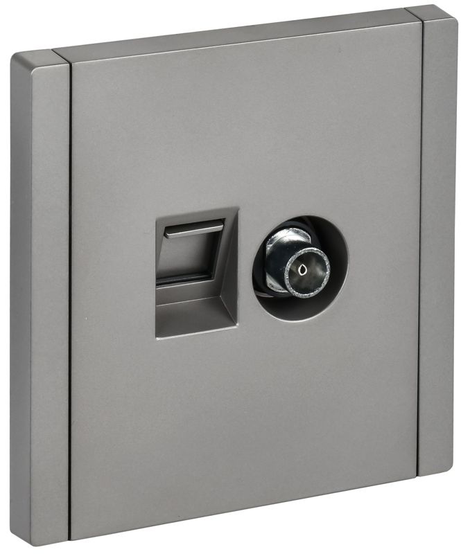 Розетка 2-м TV+RJ45 кат.5E FORTE&PIANO FP536 сталь IEK FP-AK20-1-K46