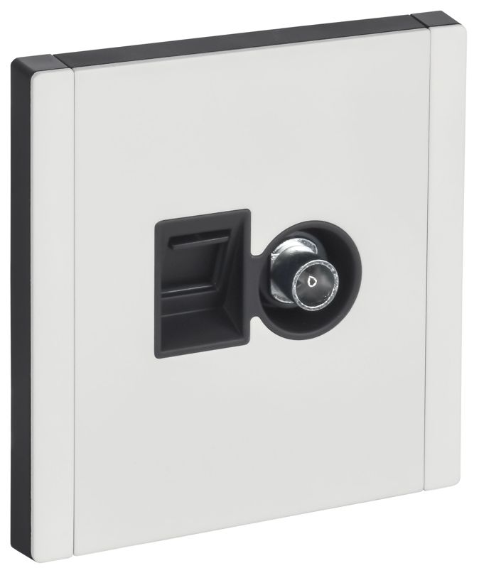 Розетка 2-м FORTE&PIANO FP237M TV+RJ45 кат.6 бел. IEK FP-AK20-2-M-K01