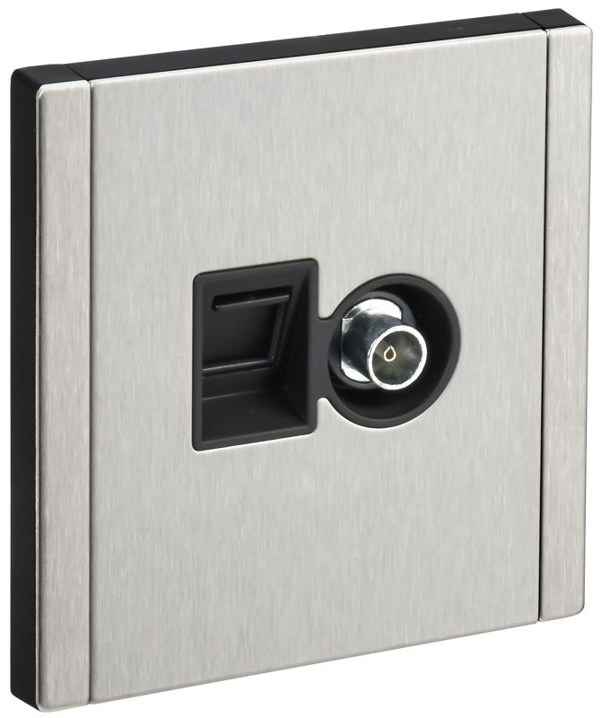 Розетка 2-м FORTE&PIANO FP737M TV + RJ45 кат.6 никель IEK FP-AK20-2-M-K50